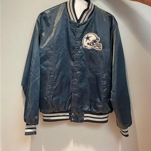 Vintage 80s Dallas Cowboys Chalk Line Satin Bomber Jacket - Size XL